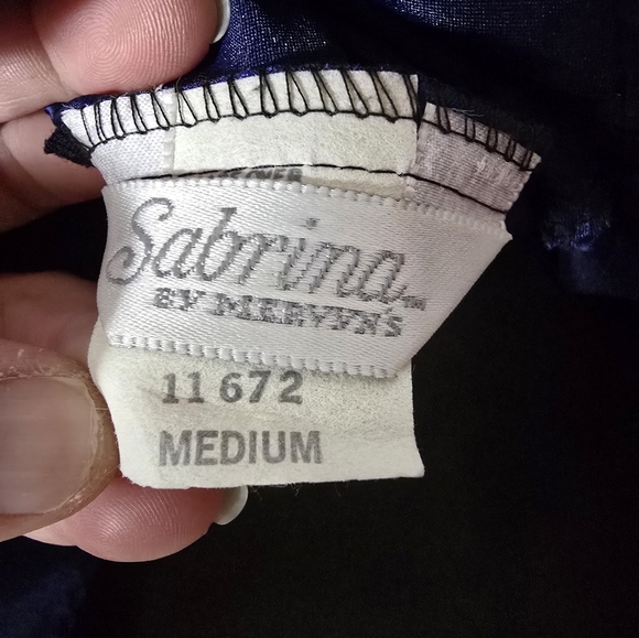 Vtg 80's Sabrina By Mervyns Blue Satin Bow Slip Dress - Picture 6 of 10